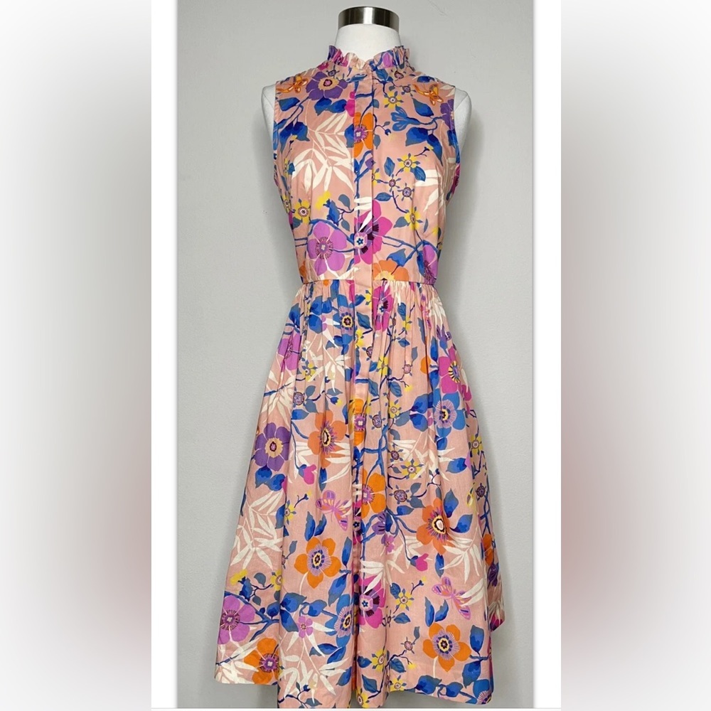 J.Crew Liberty Pavilion Colorful Floral Print MIDI dress.